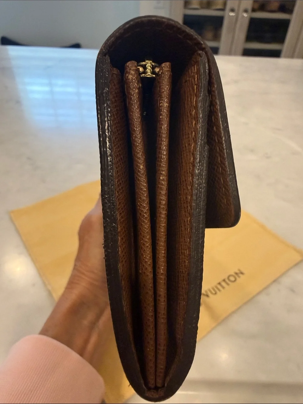 Louis Vuitton Monogram Canvas Continental Wallet in Brown with Gold Hardware